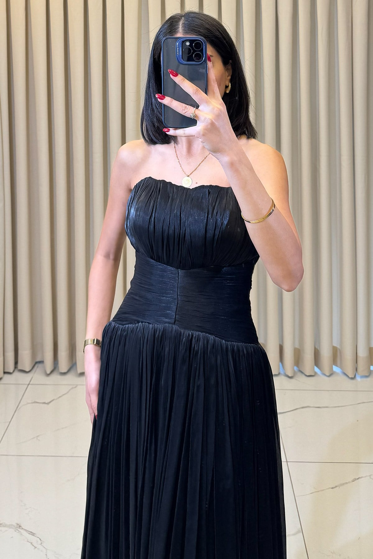 Straplez Uzun Abiye Siyah - Görsel 4