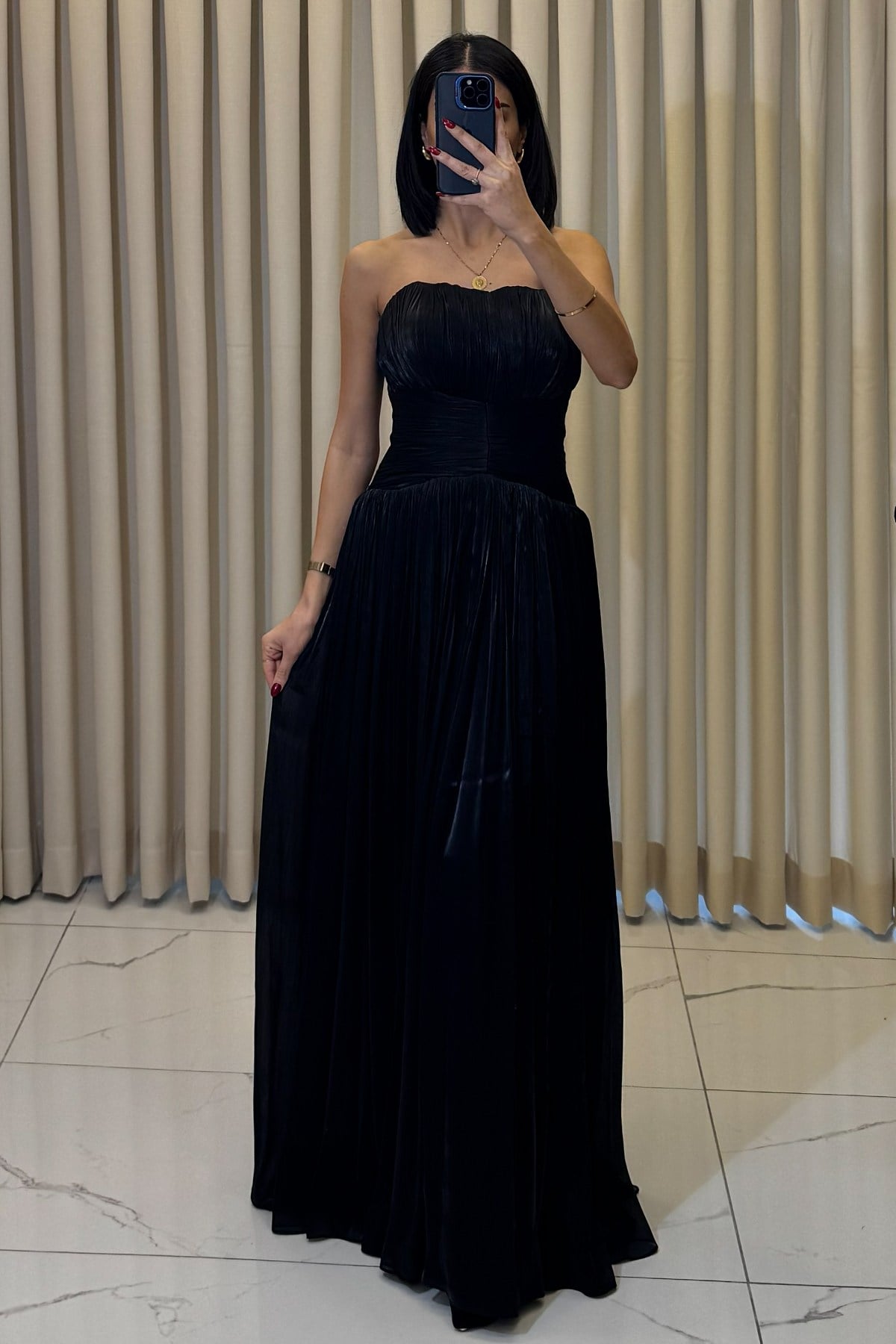 Straplez Uzun Abiye Siyah - Görsel 6